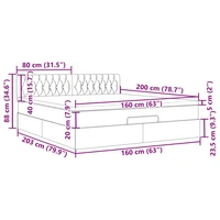 vidaXL Ottoman-Bett mit Matratze & LEDs Dunkelgrau 160x200 cm Samt vidaXL Ottoman-Bett mit Matratze & LEDs Dunkelgrau 160x200 cm Samt