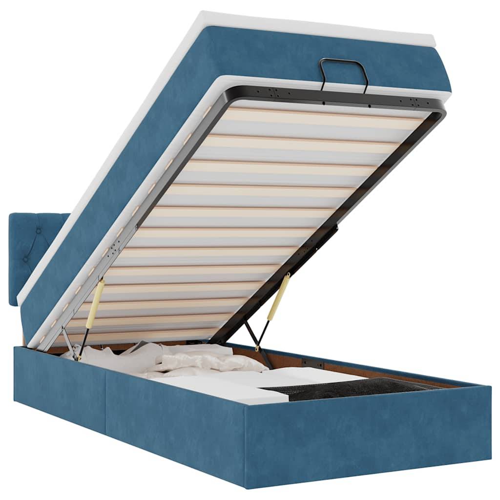 vidaXL Ottomane Bett mit Matratze & LEDs Dunkelblau 80x200 cm Samt