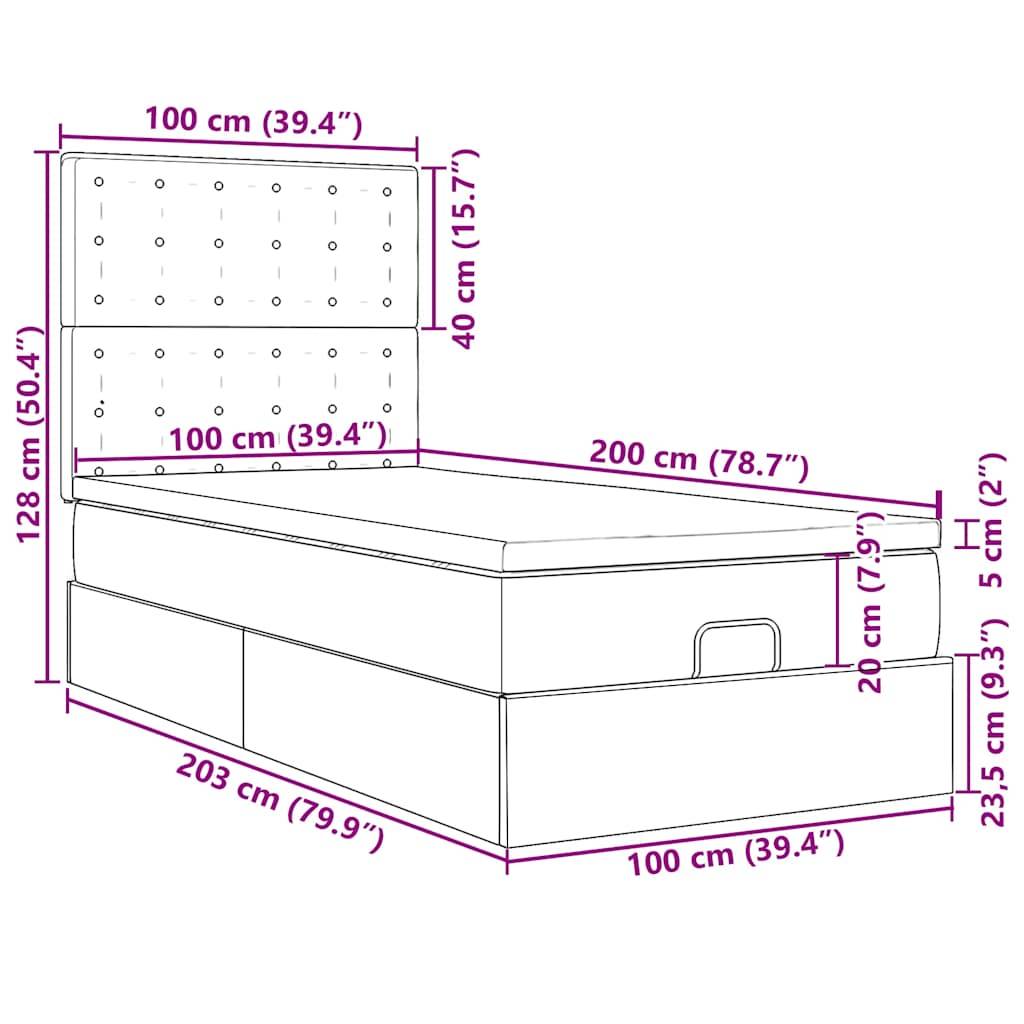 vidaXL Ottoman-Bett mit Matratzen & LEDs Rosa 100x200 cm Samt
