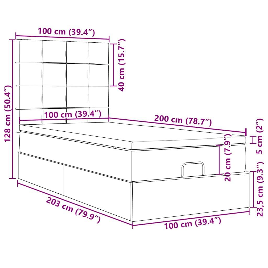 vidaXL Ottoman-Bett mit Matratzen & LEDs Schwarz 100x200 cm Samt
