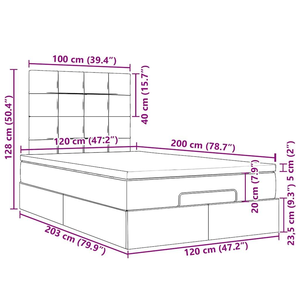 vidaXL Ottoman-Bett mit Matratze Creme 120x200 cm Stoff