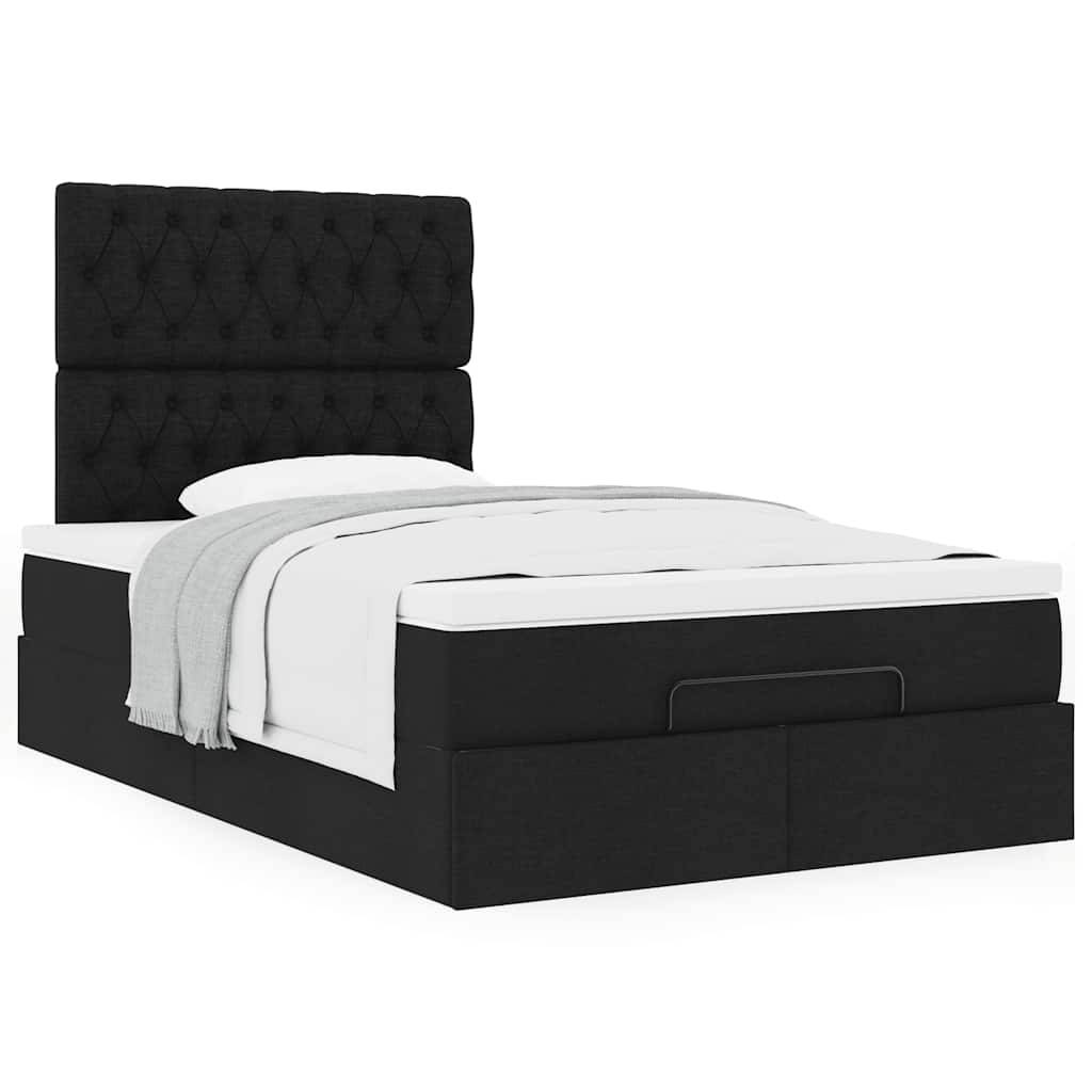 vidaXL Ottoman-Bett mit Matratze Schwarz 120x200 cm Stoff