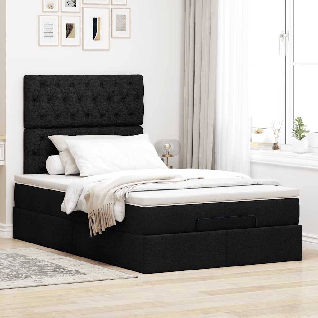 vidaXL Ottoman-Bett mit Matratze Schwarz 120x200 cm Stoff