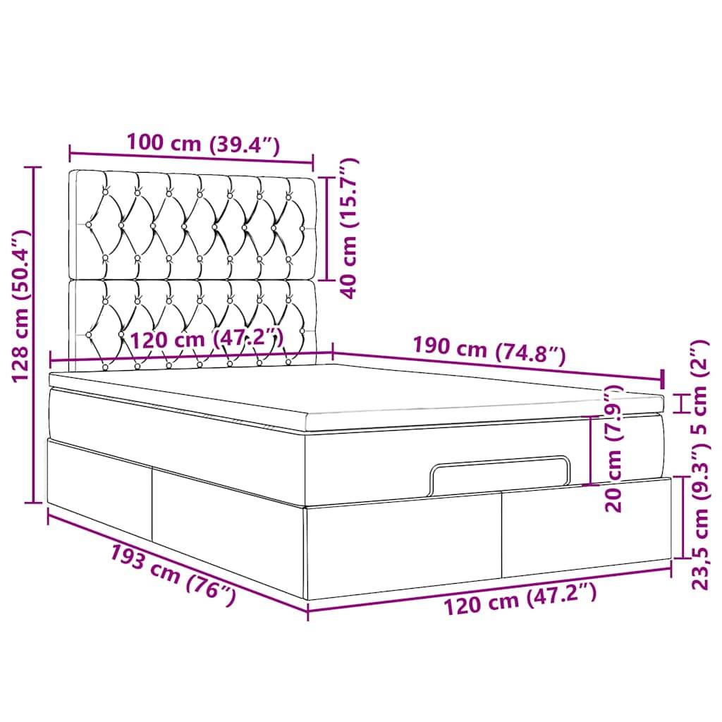 vidaXL Ottoman-Bett mit Matratze & LEDs Hellgrau 120x190 cm Stoff