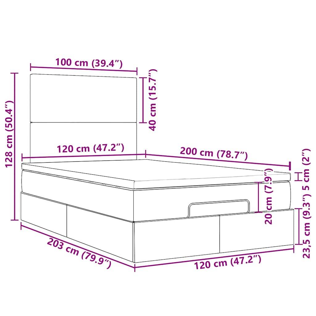 vidaXL Ottoman-Bett mit Matratze Hellgrau 120x200 cm Stoff