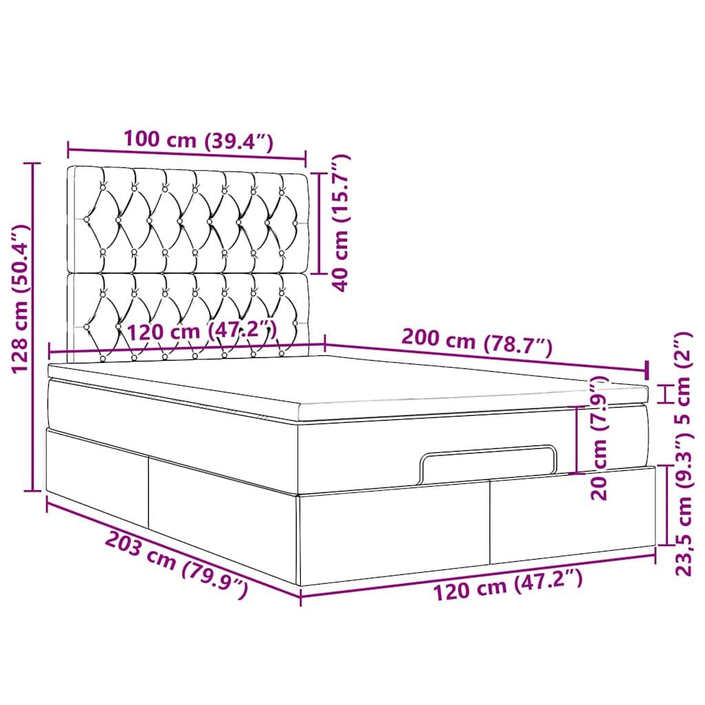vidaXL Ottoman-Bett mit Matratzen & LEDs Dunkelgrau 120x200 cm Samt