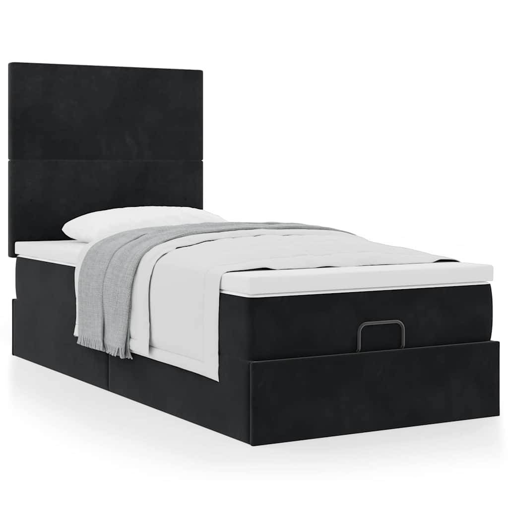vidaXL Ottoman-Bett mit Matratzen Schwarz 90x190 cm Samt