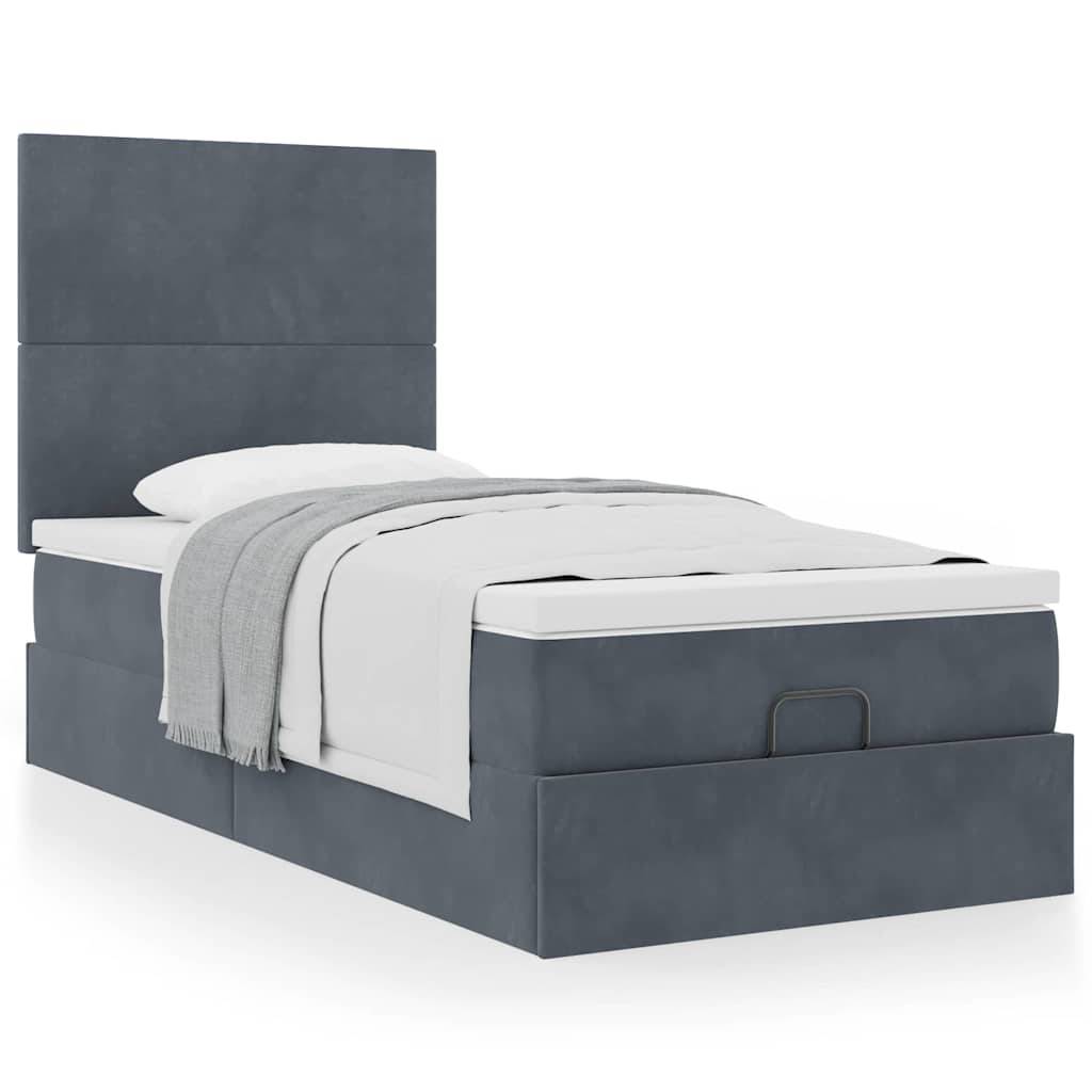 vidaXL Ottoman-Bett mit Matratzen Dunkelgrau 100x200 cm Samt
