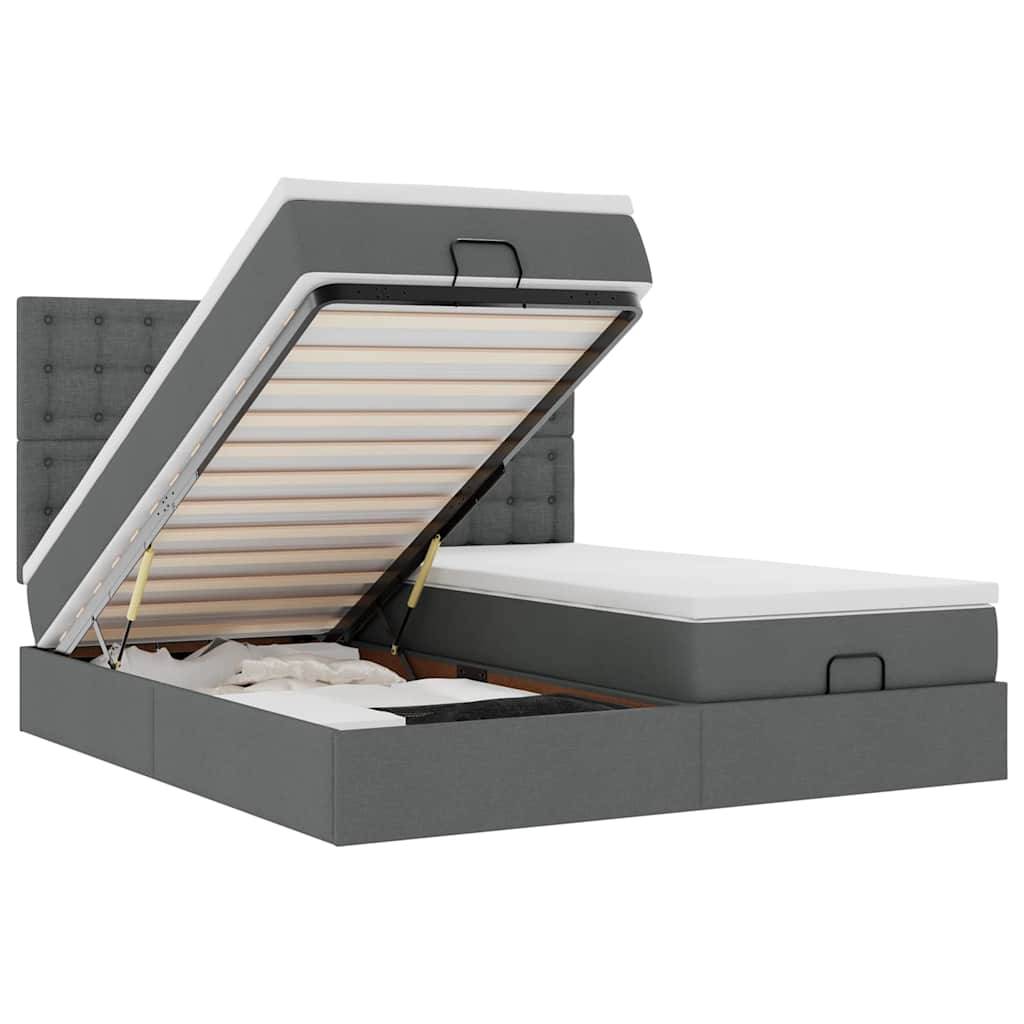 vidaXL Ottoman-Bett mit Matratzen Dunkelgrau 200x200 cm Stoff