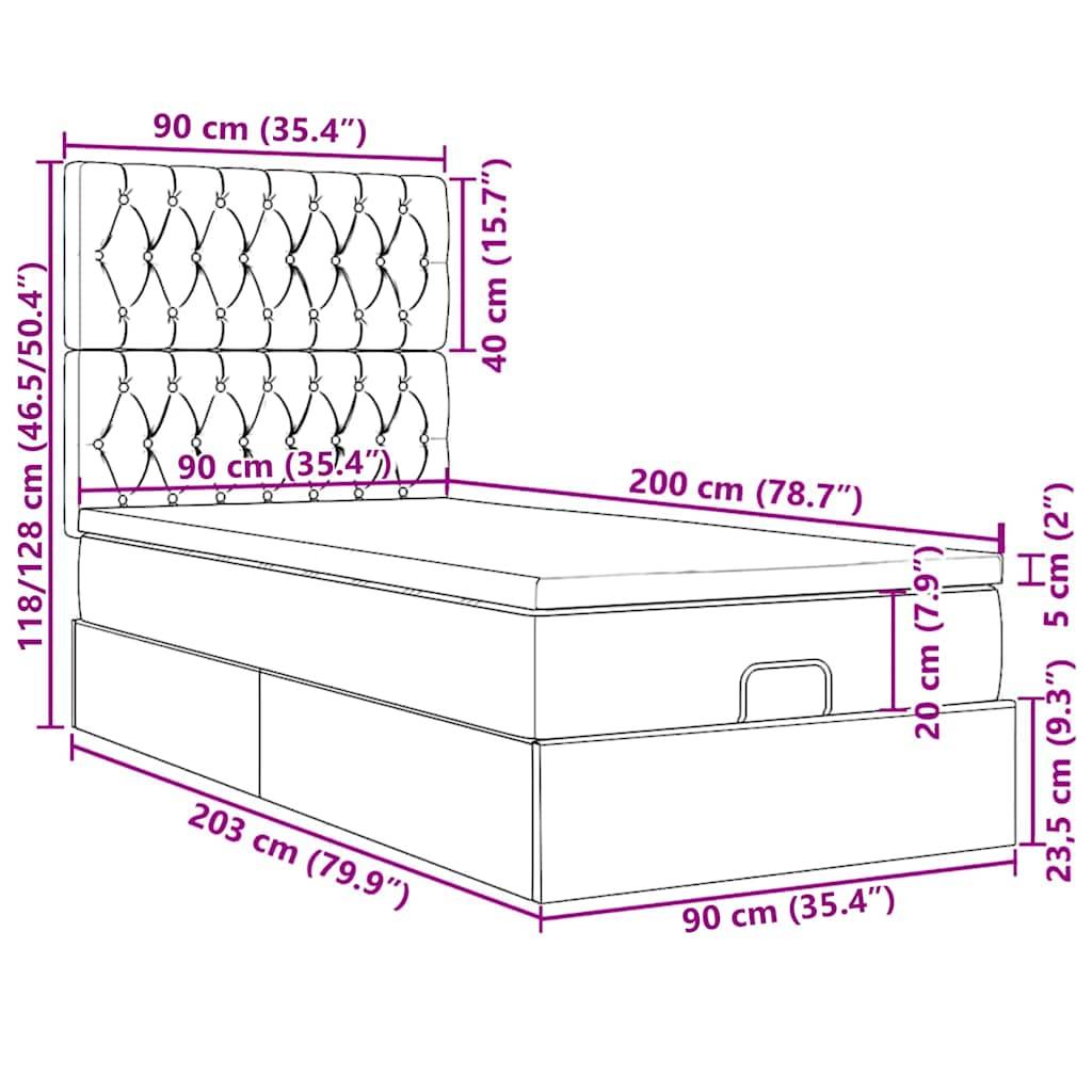 vidaXL Ottoman-Bett mit Matratzen Dunkelgrün 90x200 cm Samt