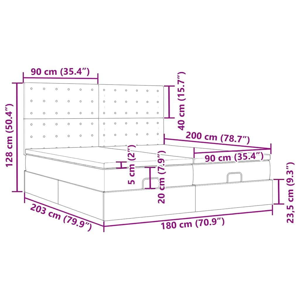 vidaXL Ottoman-Bett mit Matratzen & LEDs Creme 180x200 cm Stoff