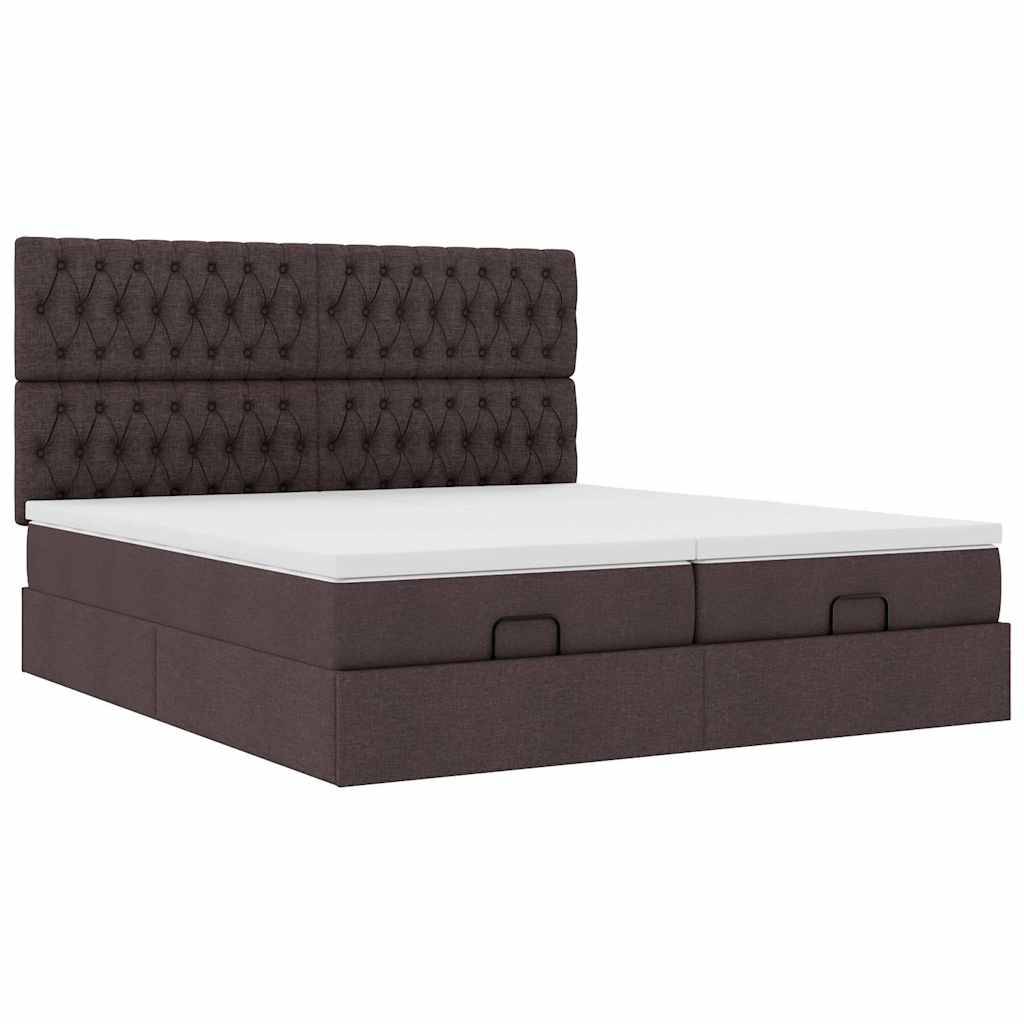 vidaXL Ottoman-Bett mit Matratzen Dunkelbraun 160x200 cm Stoff