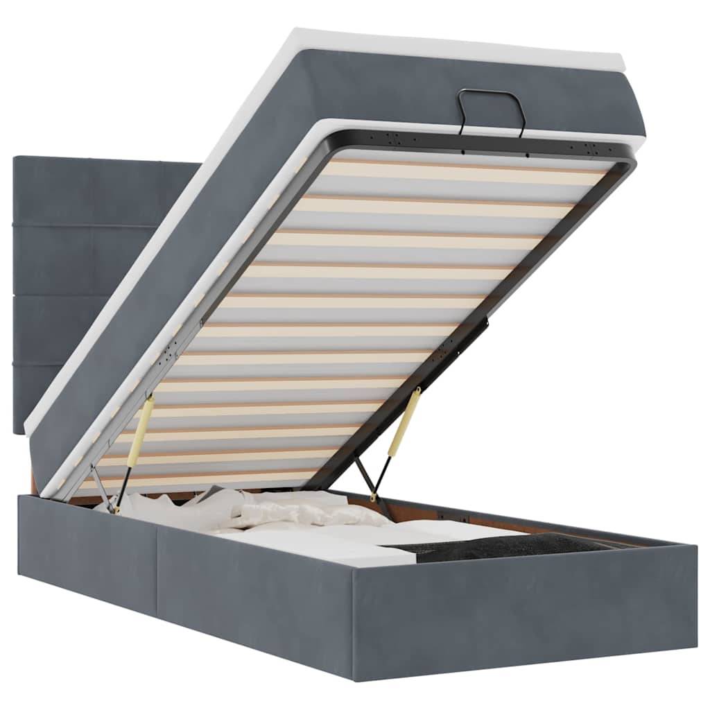 vidaXL Ottoman-Bett mit Matratzen & LEDs Dunkelgrau 80x200 cm Samt