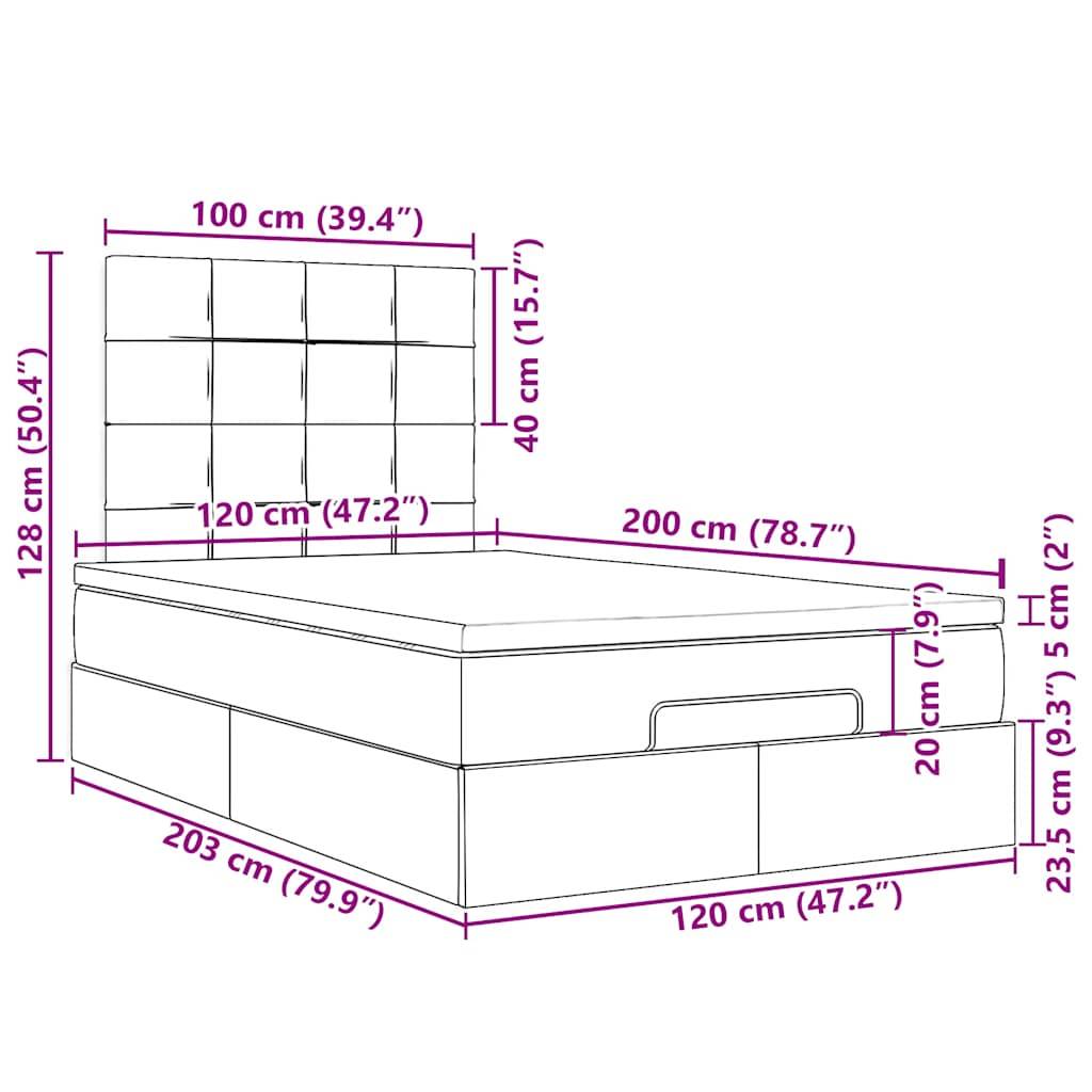 vidaXL Ottoman-Bett mit Matratzen & LEDs Dunkelgrün 120x200 cm Samt