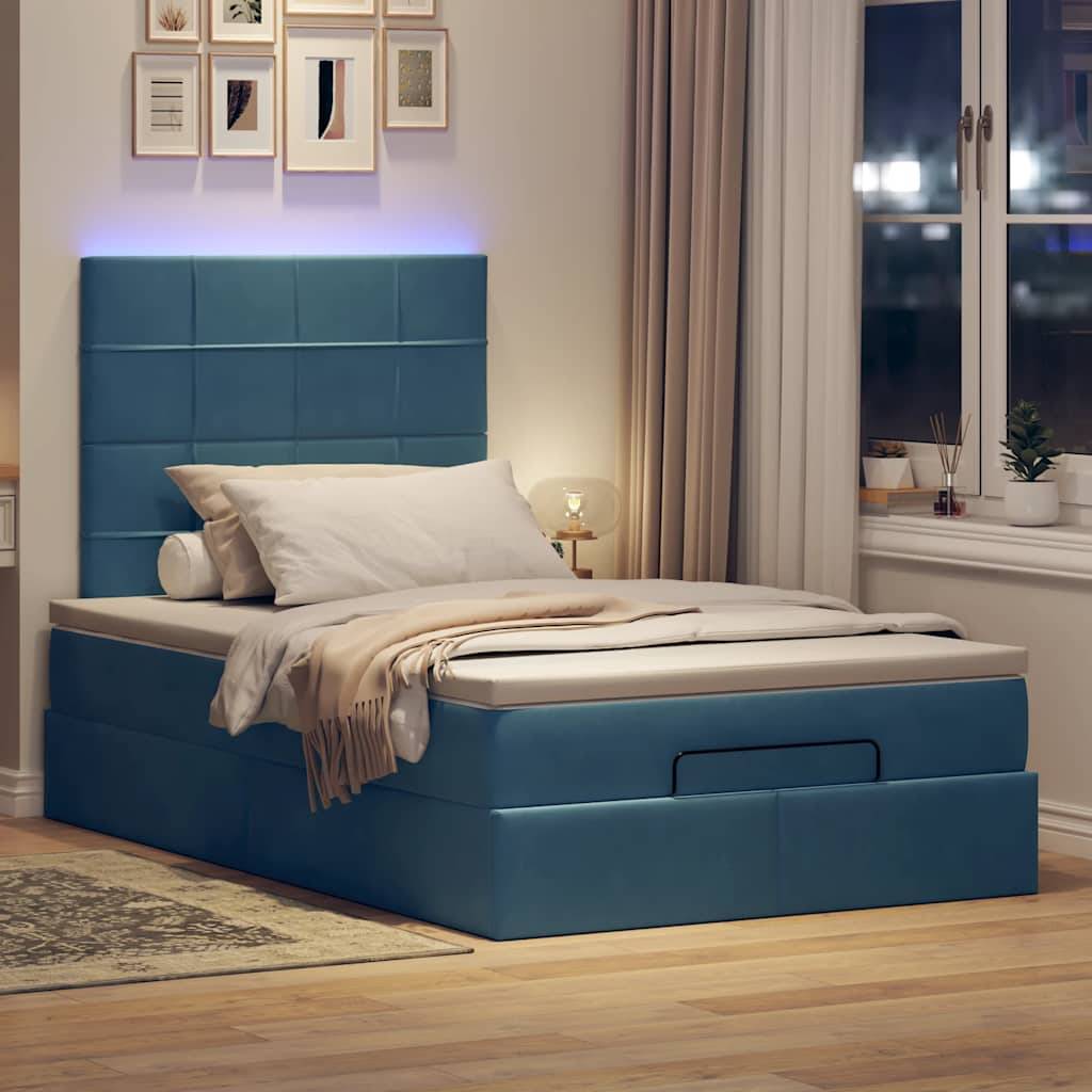 vidaXL Ottoman-Bett mit Matratzen Dunkelblau 120x190 cm Samt