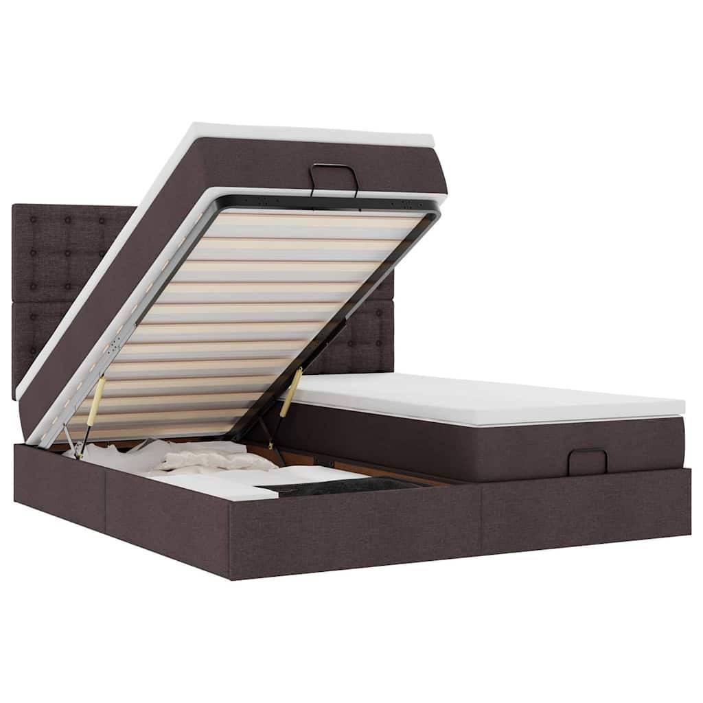 vidaXL Ottoman-Bett mit Matratzen & LEDs Dunkelbraun 180x200 cm Stoff
