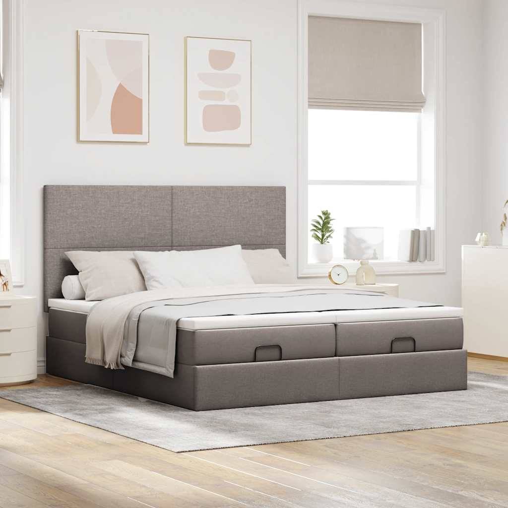 vidaXL Ottoman-Bett mit Matratzen & LEDs Taupe 180x200 cm Stoff