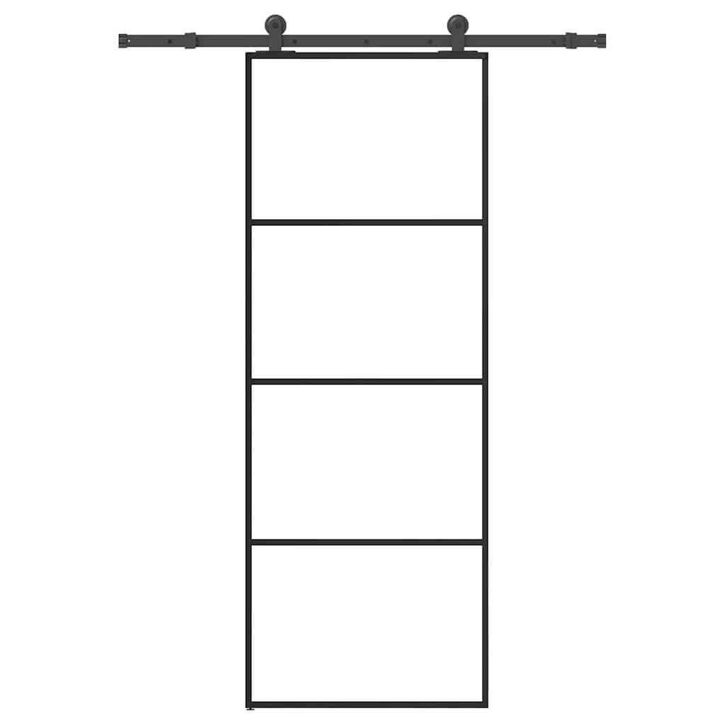 vidaXL Schiebetür mit Beschlag 76x205 cm ESG-Glas & Aluminium