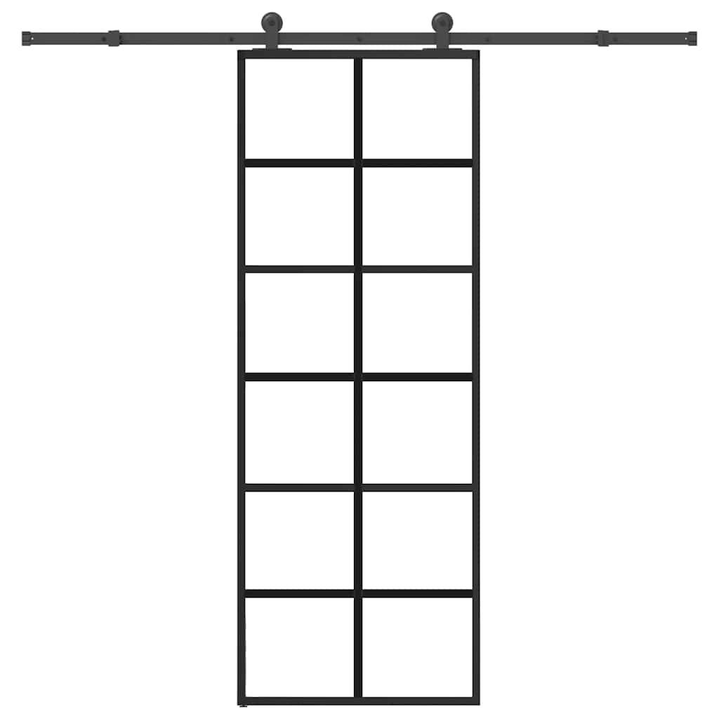 vidaXL Schiebetür mit Beschlag 76x205 cm ESG-Glas & Aluminium