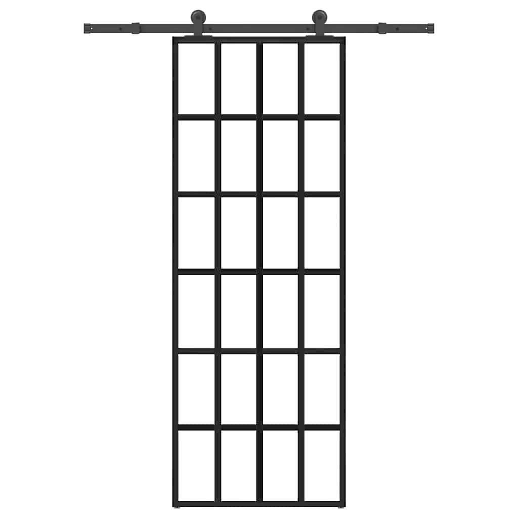 vidaXL Schiebetür mit Beschlag 76x205 cm ESG-Glas & Aluminium