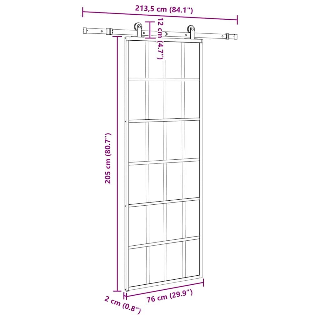 vidaXL Schiebetür mit Beschlag 76x205 cm ESG-Glas & Aluminium