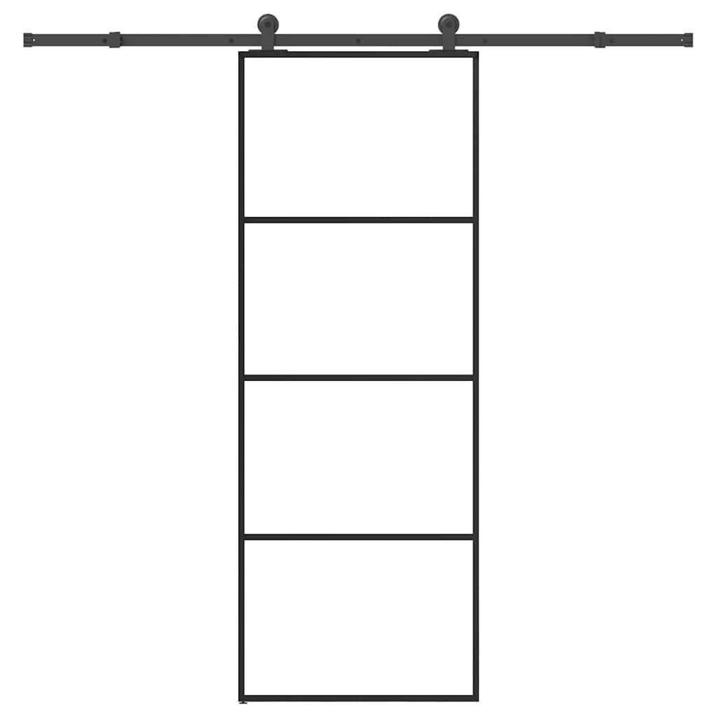 vidaXL Schiebetür mit Beschlag 76x205 cm ESG-Glas & Aluminium