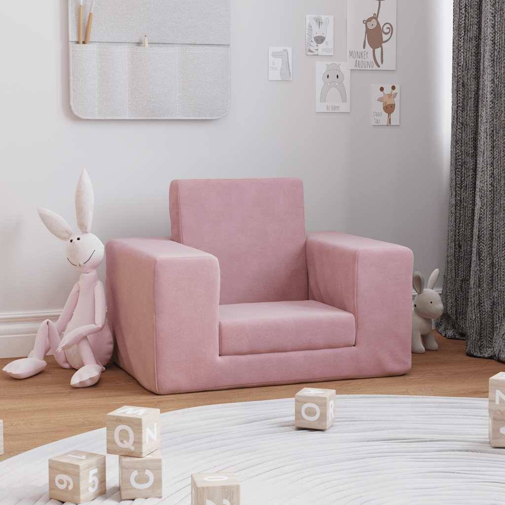 vidaXL Schlafsofa für Kinder Rosa Weicher Plüsch