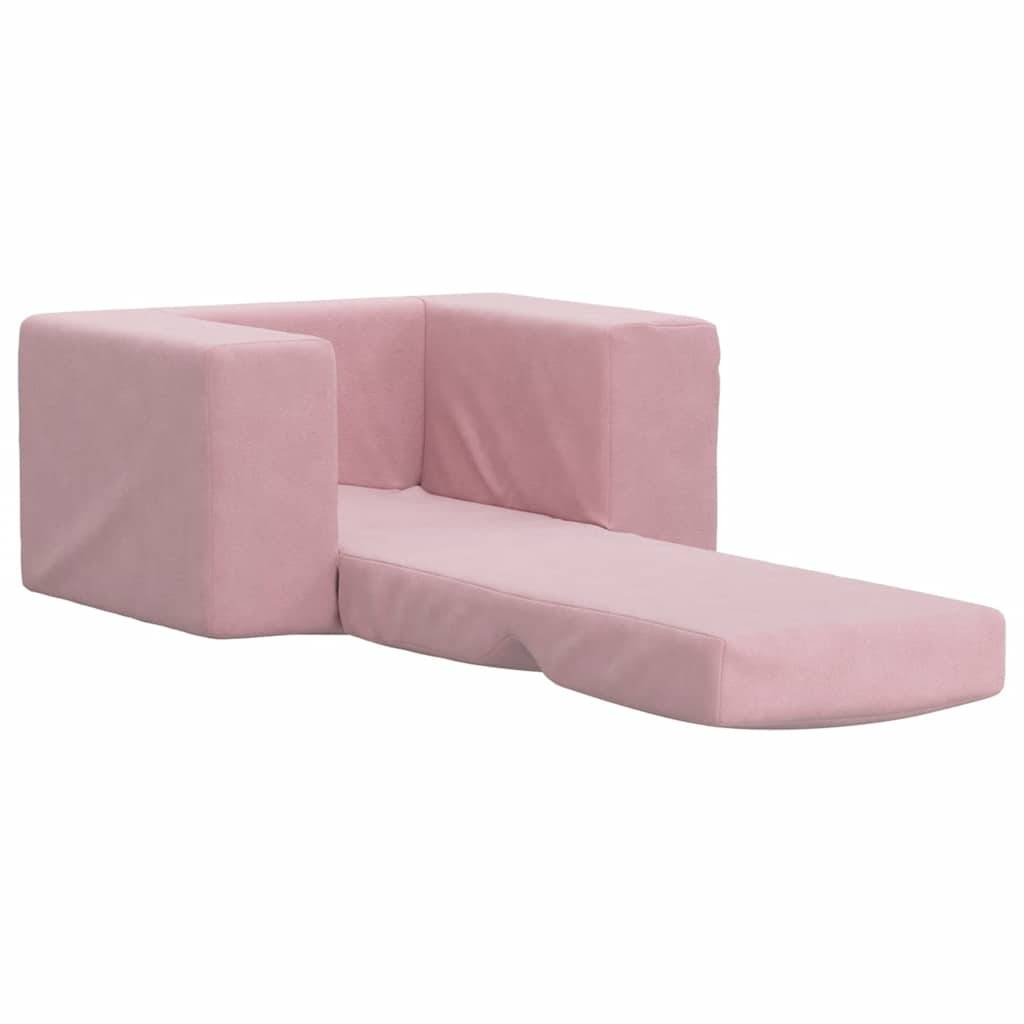 vidaXL Schlafsofa für Kinder Rosa Weicher Plüsch
