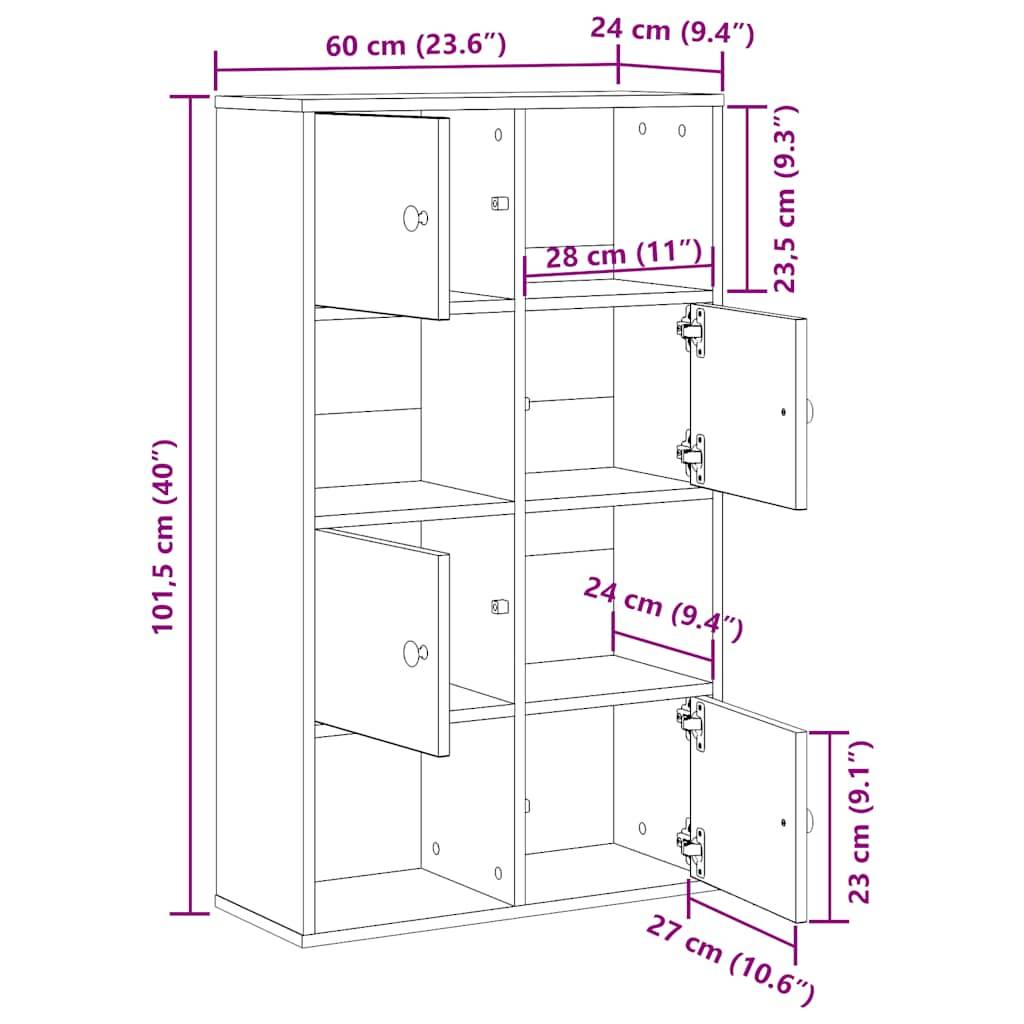 vidaXL Bücherregal Räuchereiche 60x24x101,5 cm Holzwerkstoff