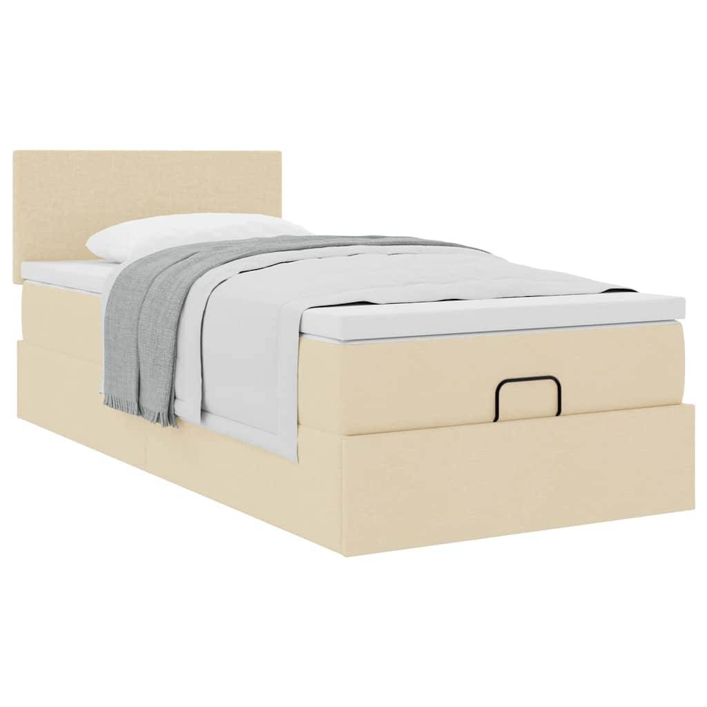 vidaXL Ottoman-Bett mit Matratze Creme 80x200 cm Stoff