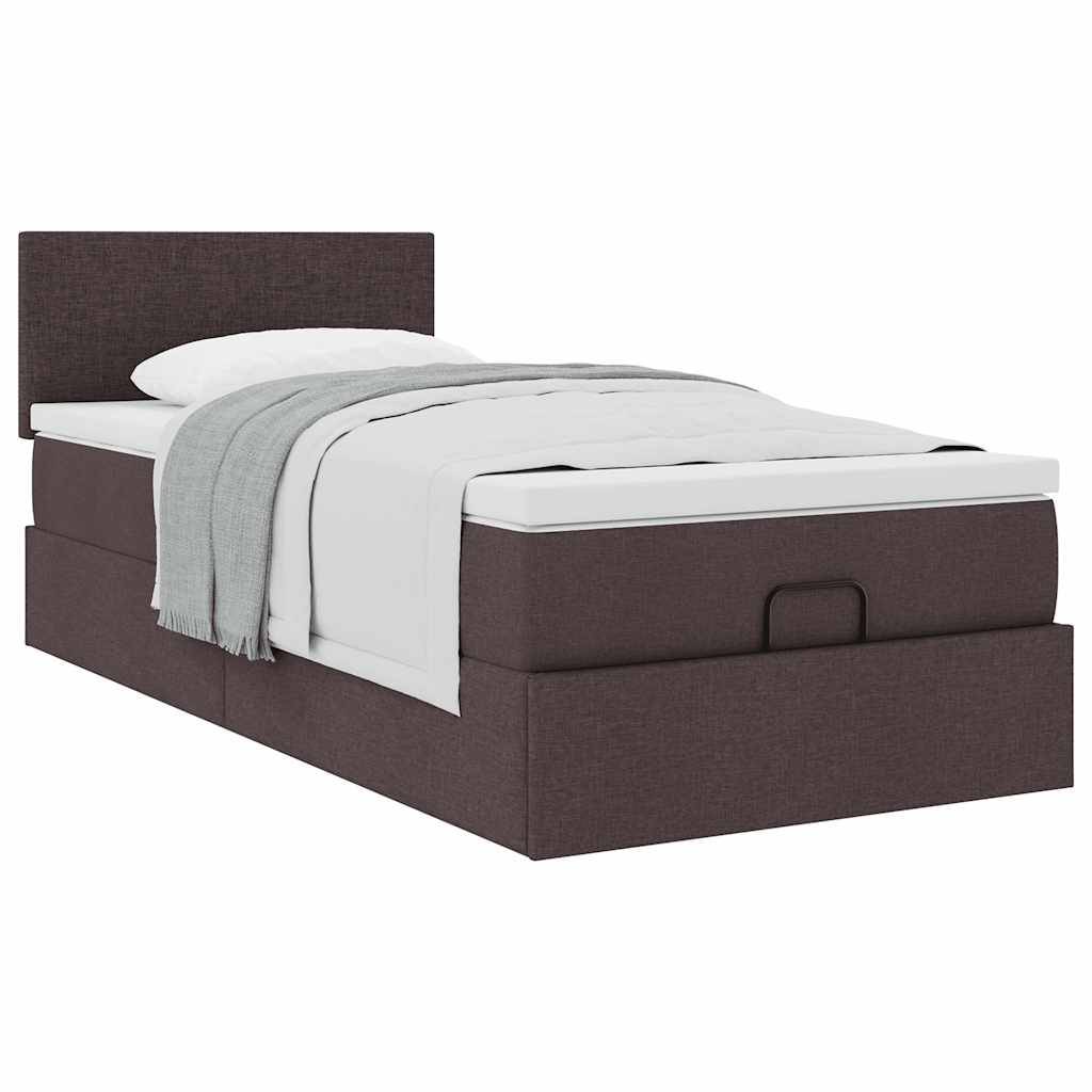 vidaXL Ottoman-Bett mit Matratze Dunkelbraun 100x200 cm Stoff