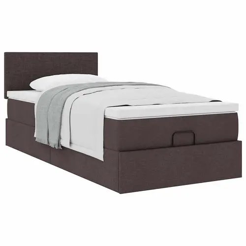 vidaXL Ottoman-Bett mit Matratze Dunkelbraun 100x200 cm Stoff vidaXL Ottoman-Bett mit Matratze Dunkelbraun 100x200 cm Stoff