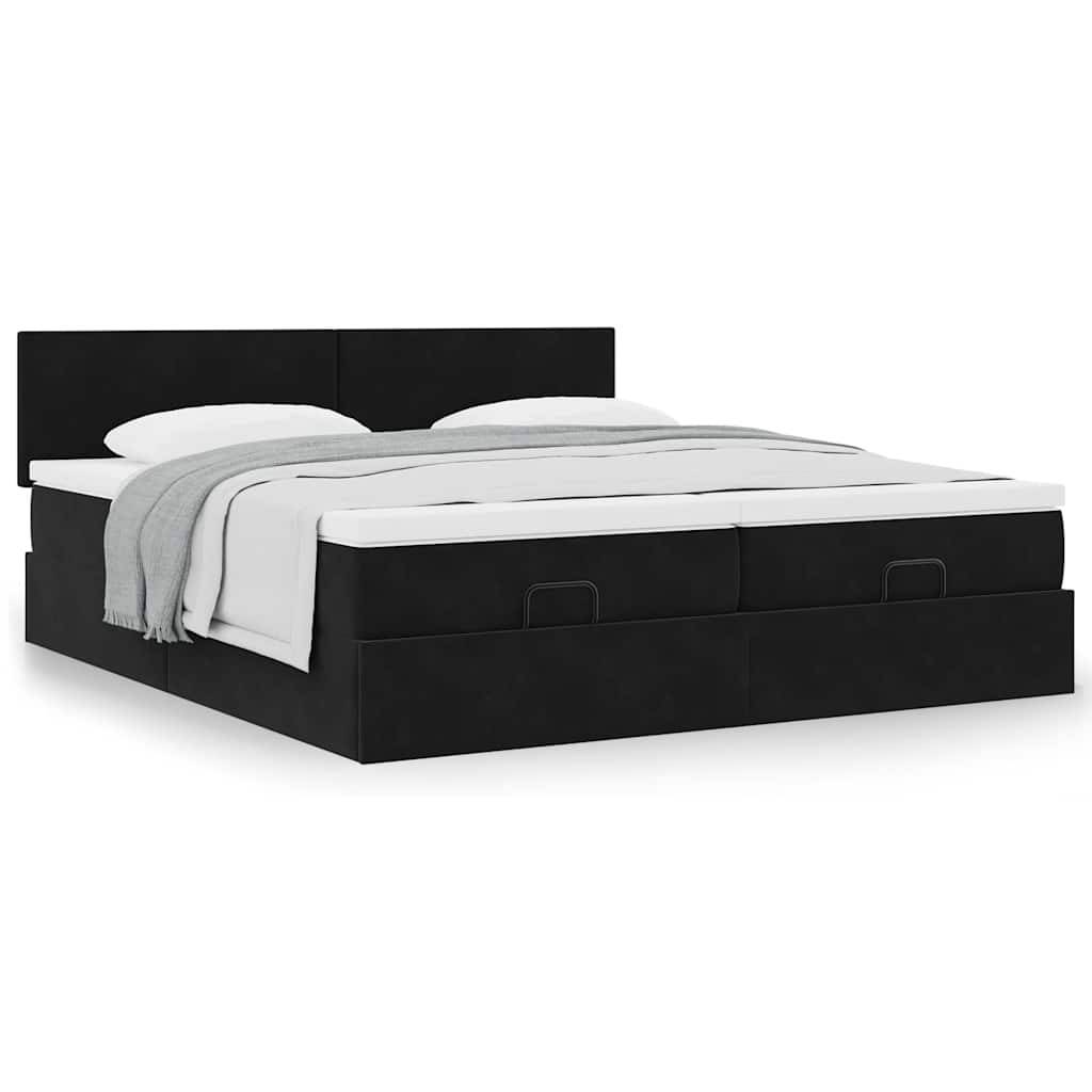 vidaXL Ottoman-Bett mit Matratzen Schwarz 160x200 cm Samt