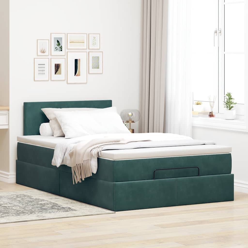 vidaXL Ottoman-Bett mit Matratze Dunkelgrün 120x190 cm Samt