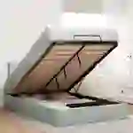 vidaXL Ottoman-Bett mit Matratze Hellgrau 120x200 cm Samt vidaXL Ottoman-Bett mit Matratze Hellgrau 120x200 cm Samt