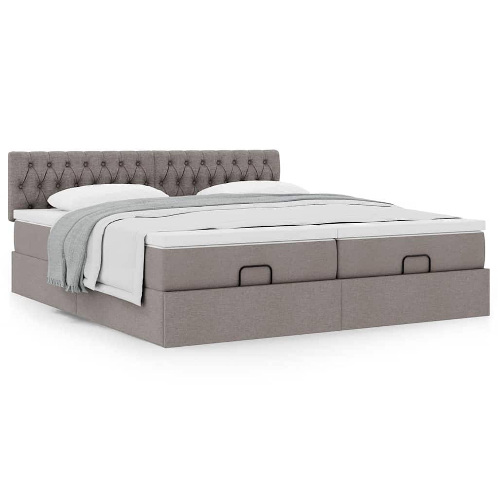 vidaXL Ottoman-Bett mit Matratzen Taupe 180x200 cm Stoff