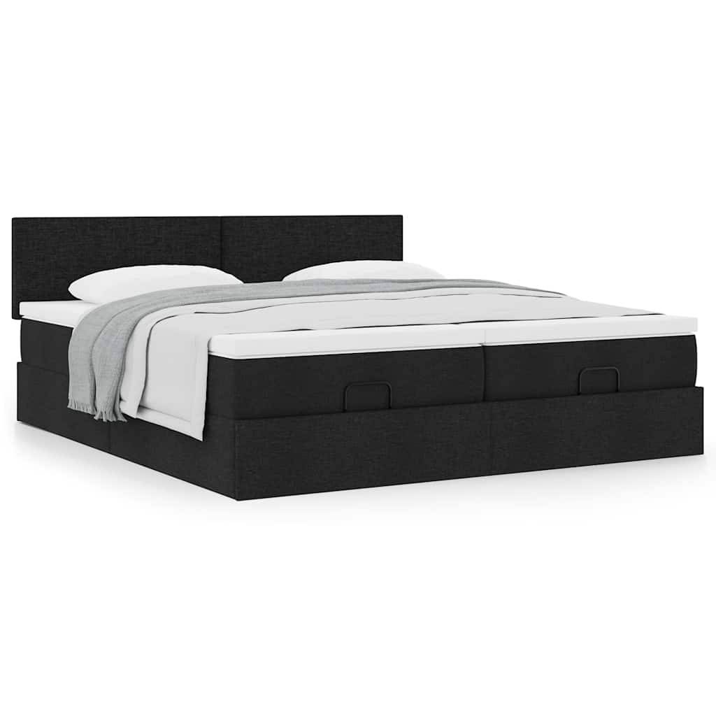 vidaXL Ottoman-Bett mit Matratzen Schwarz 180x200 cm Stoff
