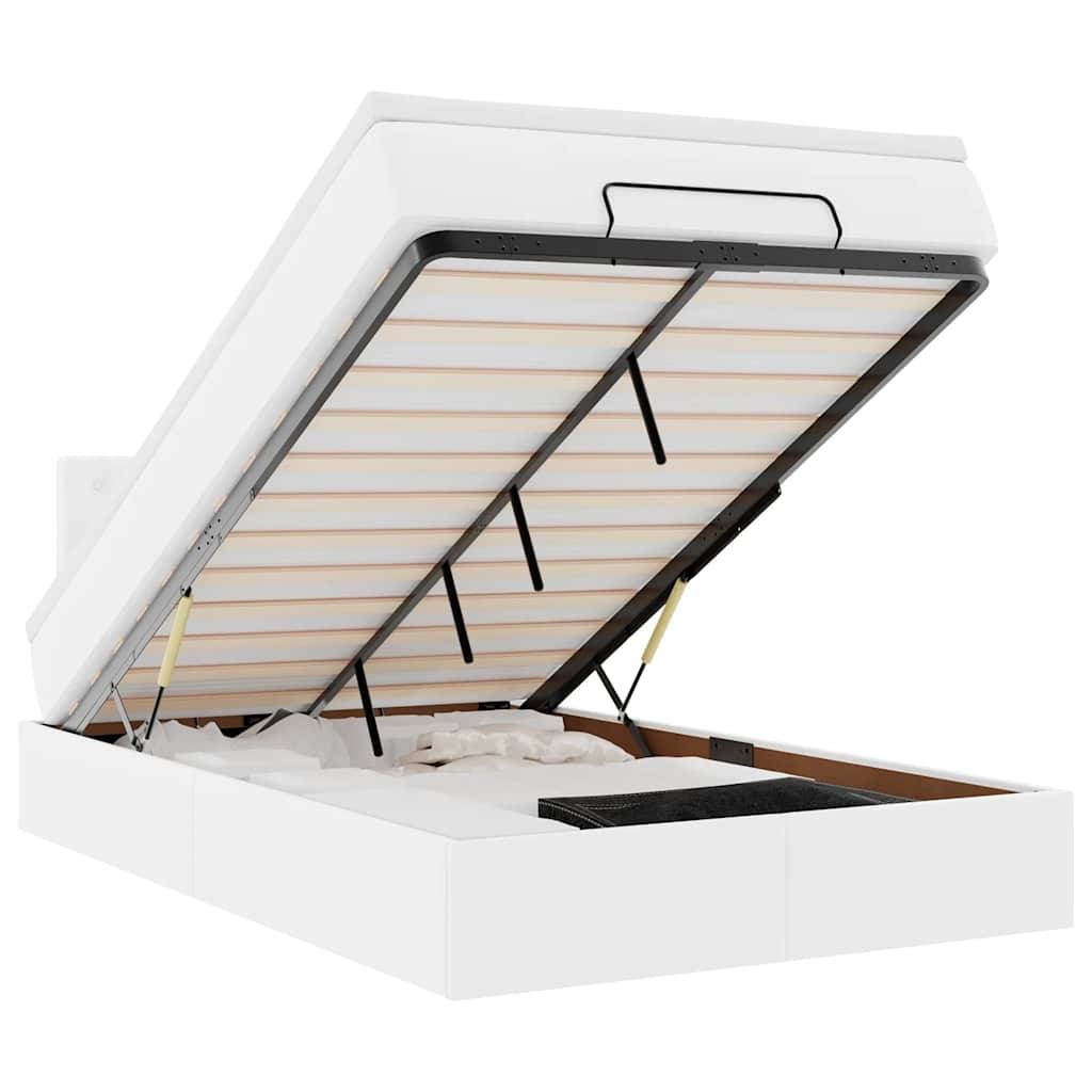 vidaXL Ottoman-Bett mit Matratzen & LEDs Reinweiß 120x200cm Kunstleder