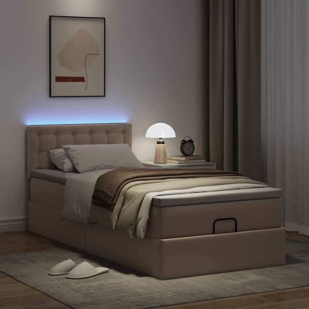 vidaXL Ottoman-Bett mit Matratzen & LEDs 100x200cm Kunstleder
