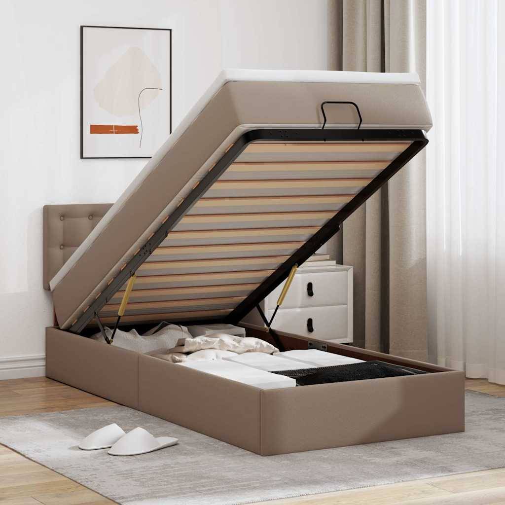 vidaXL Ottoman-Bett mit Matratzen & LEDs 100x200cm Kunstleder