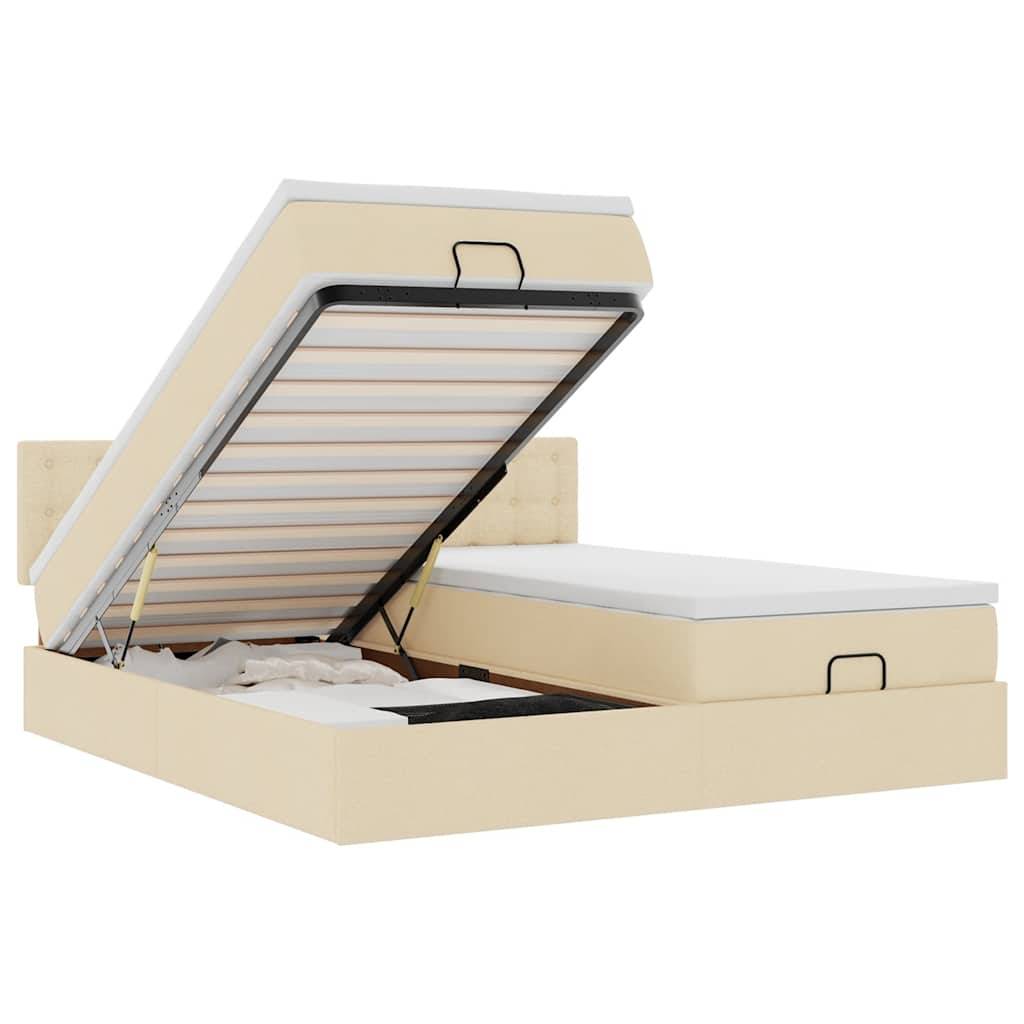 vidaXL Ottoman-Bett mit Matratzen & LEDs Creme 180x200 cm Stoff