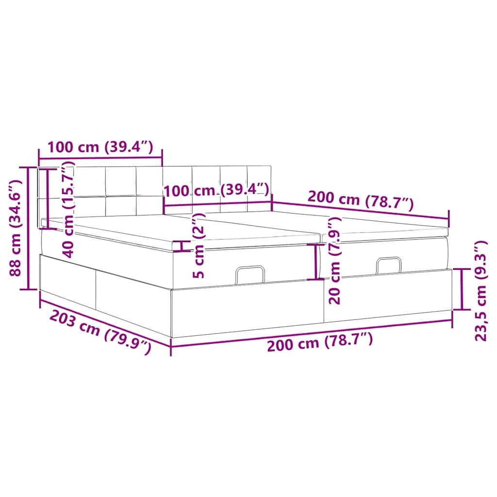 vidaXL Ottoman-Bett mit Matratzen & LEDs Rosa 200x200 cm Samt