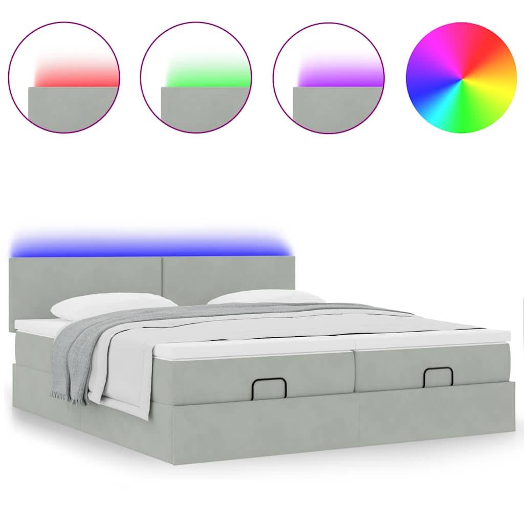 vidaXL Ottoman-Bett mit Matratzen Hellgrau 180x200 cm Samt