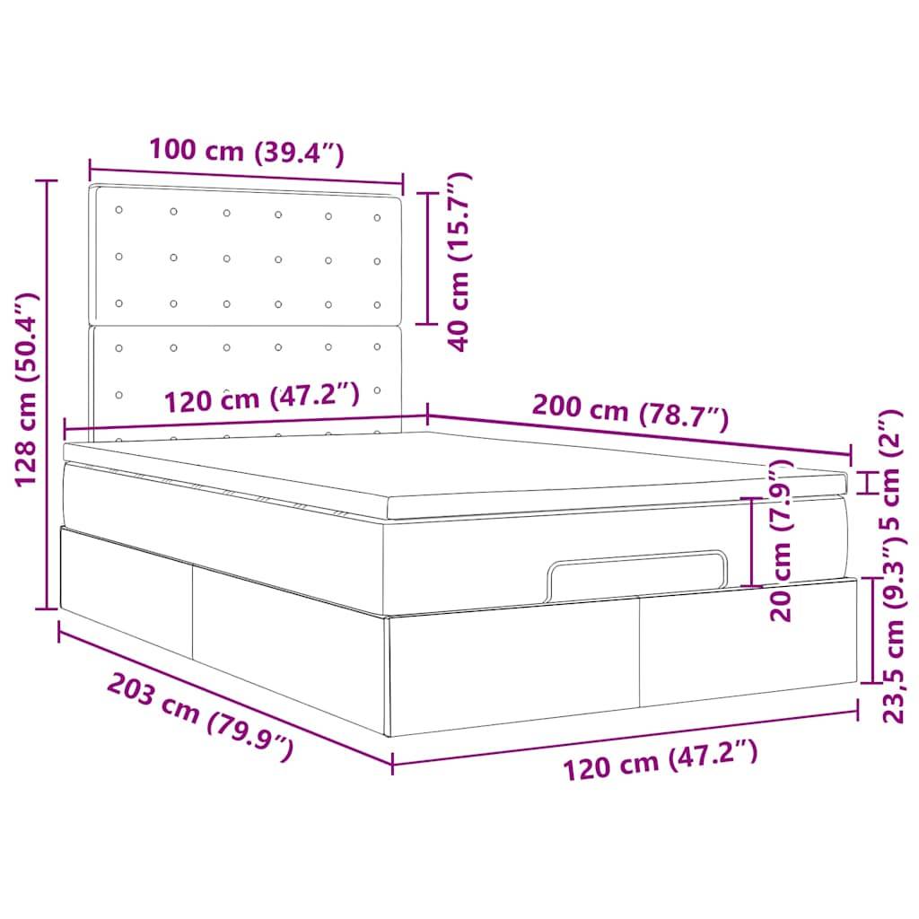 vidaXL Ottoman-Bett mit Matratzen Dunkelgrün 120x200 cm Samt