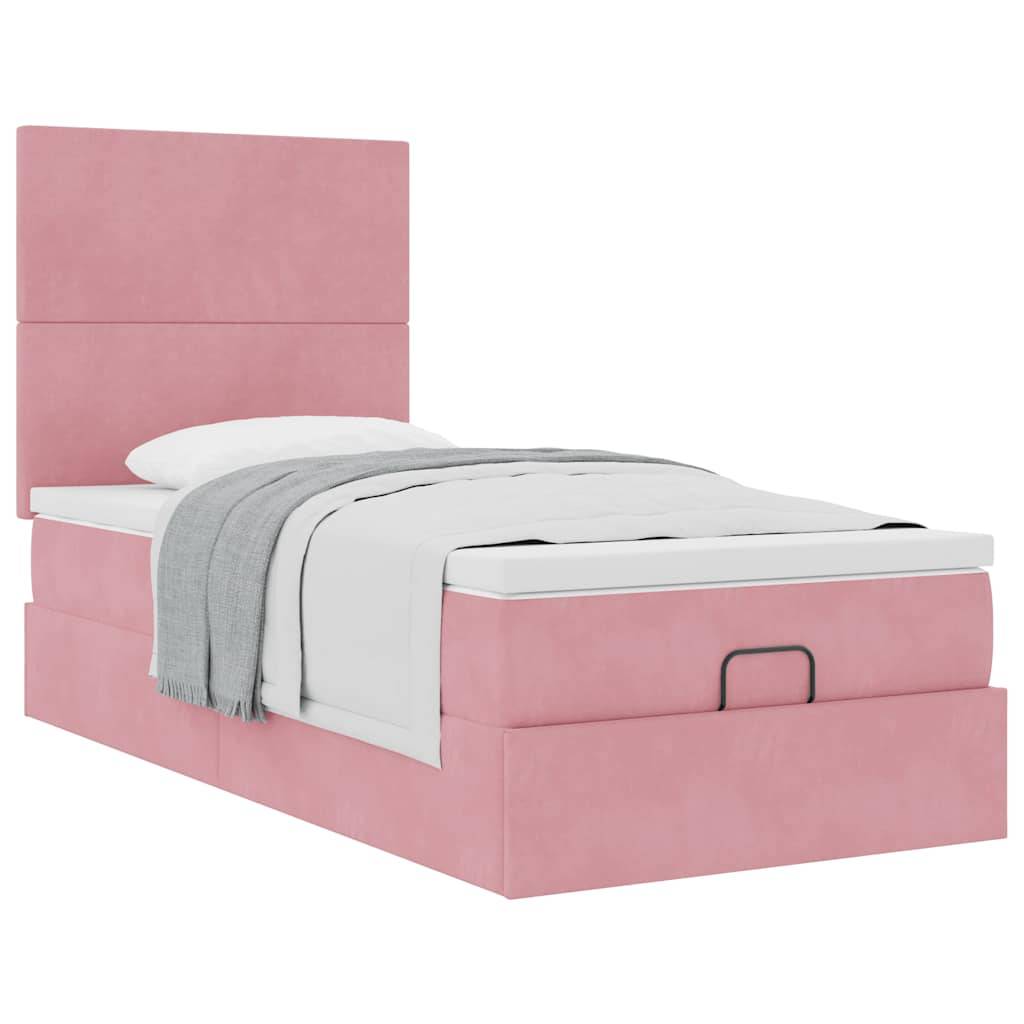 vidaXL Ottoman-Bett mit Matratzen Rosa 100x200 cm Samt