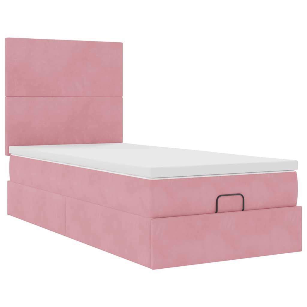 vidaXL Ottoman-Bett mit Matratzen Rosa 100x200 cm Samt