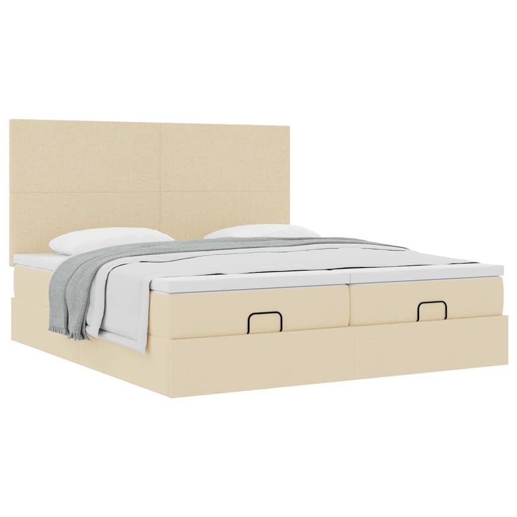 vidaXL Ottoman-Bett mit Matratzen Creme 180x200 cm Stoff