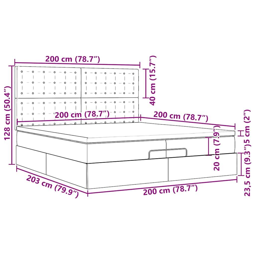 vidaXL Ottoman-Bett mit Matratzen & LEDs Taupe 200x200 cm Stoff