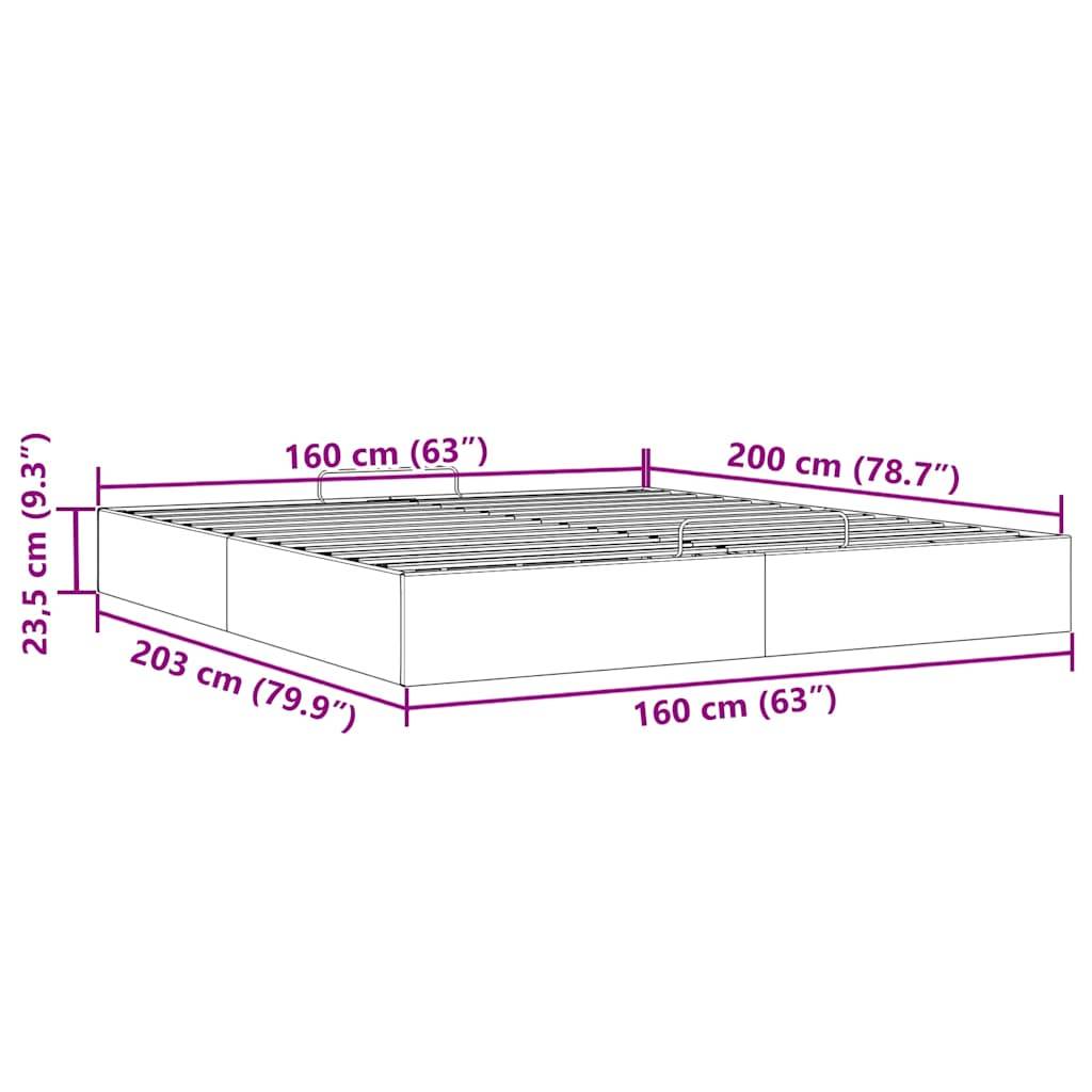 vidaXL Ottoman-Bett ohne Matratze Schwarz 160x200 cm Samt