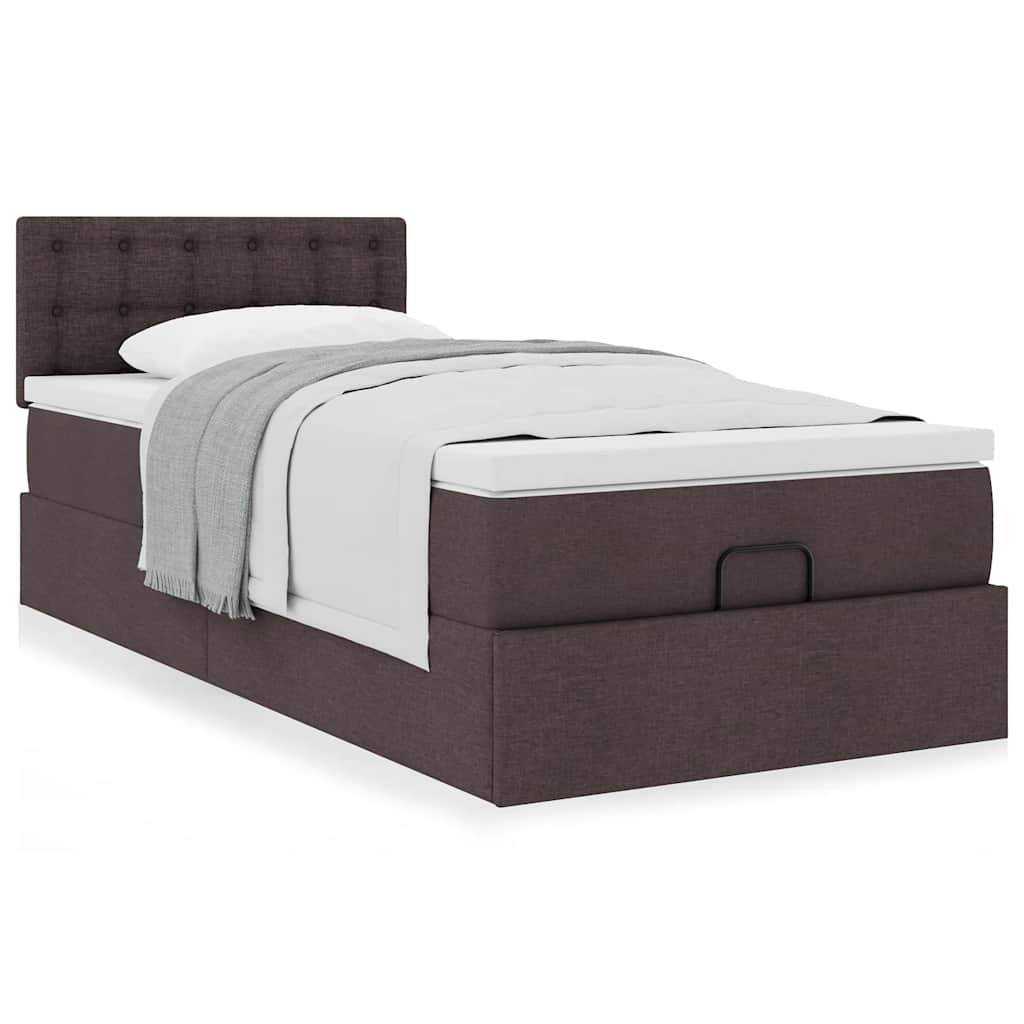 vidaXL Ottoman-Bett mit Matratze & LEDs Dunkelbraun 80x200 cm Stoff